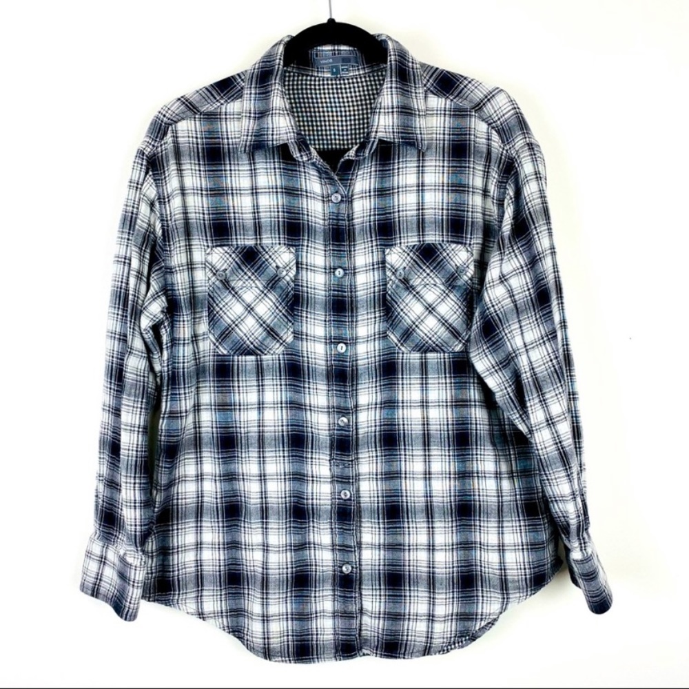 Vince Plaid Cotton Button Down